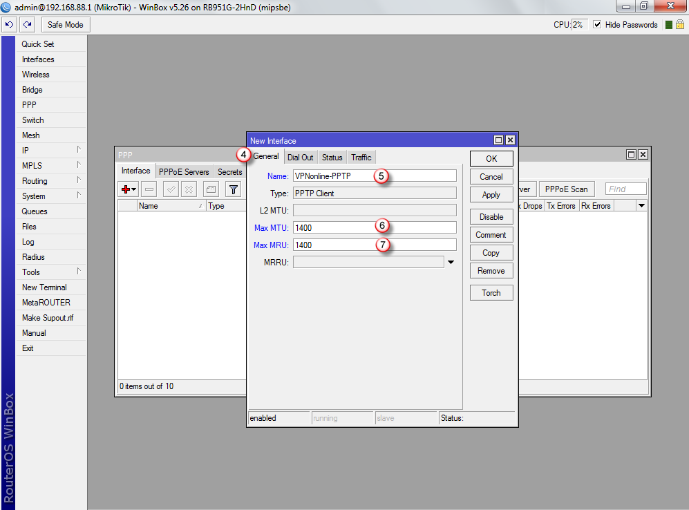 Mikrotik PPTP Client