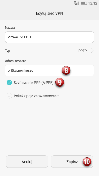 Android PPTP VPN