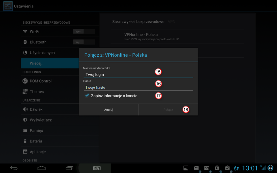 Android Tablet PPTP VPN