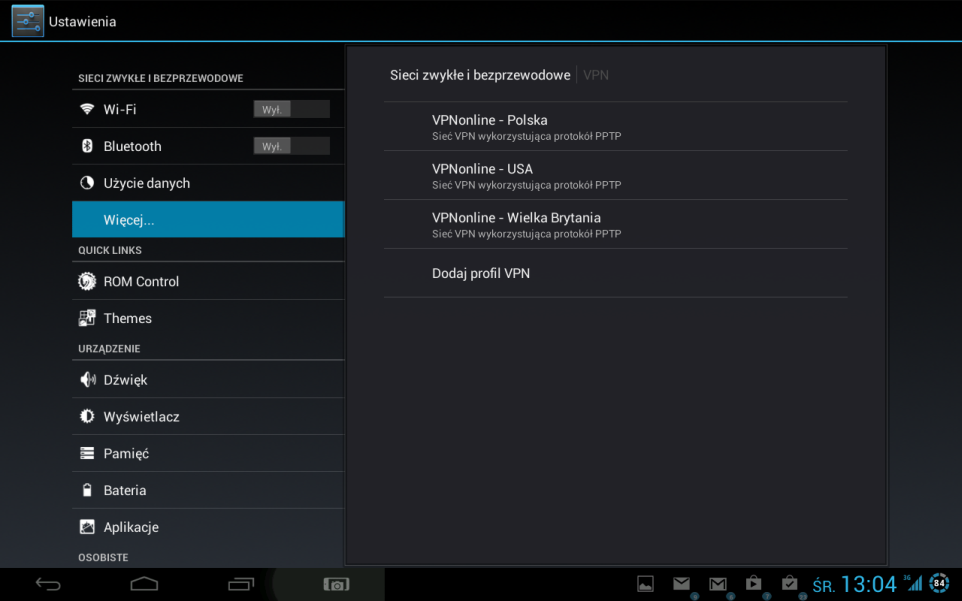 Android Tablet PPTP VPN