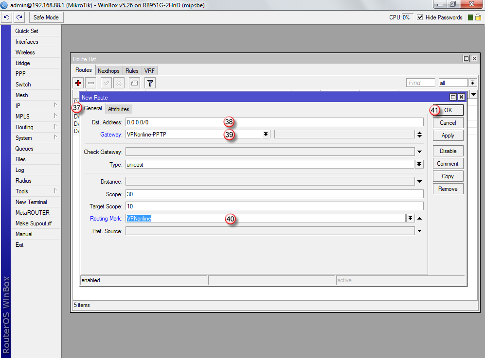 Mikrotik PPTP Client