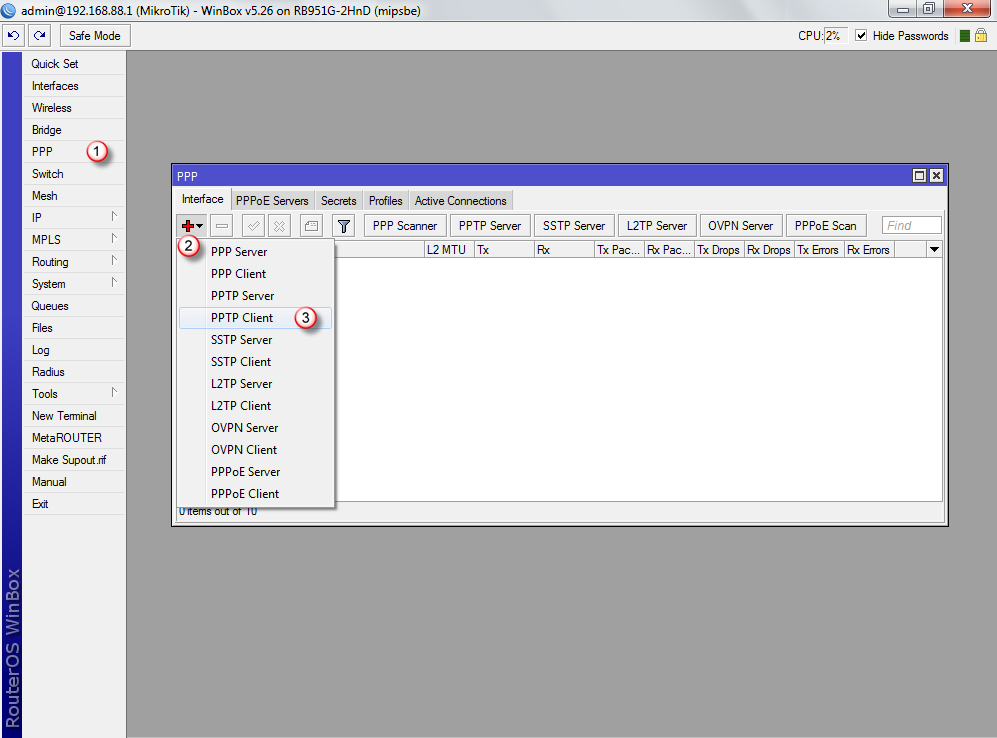 Mikrotik PPTP Client