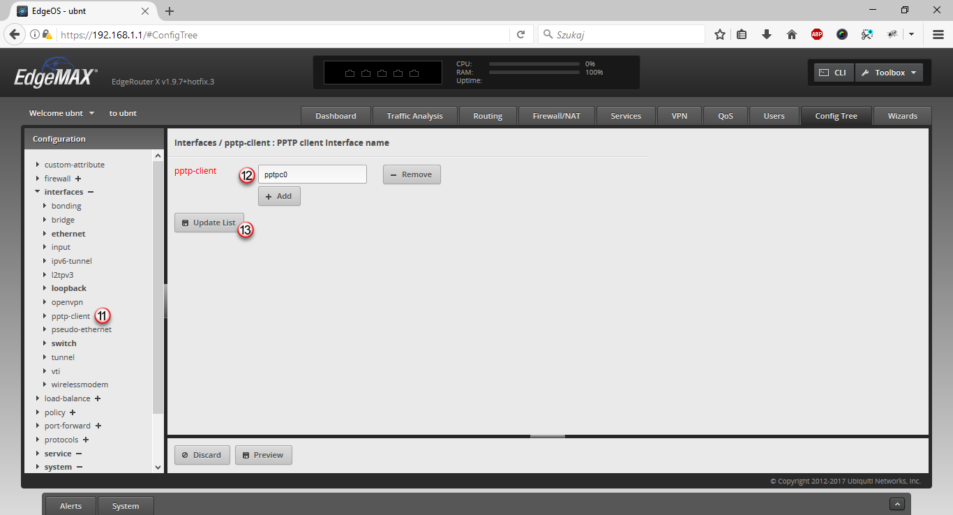 Ubiquiti Edge Router PPTP Client