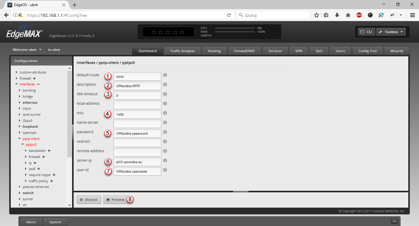 Ubiquiti Edge Router PPTP Client