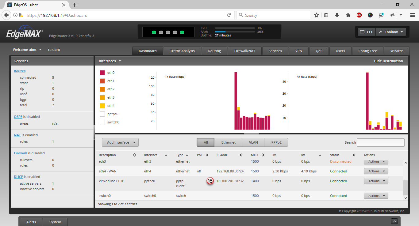 Ubiquiti Edge Router PPTP Client