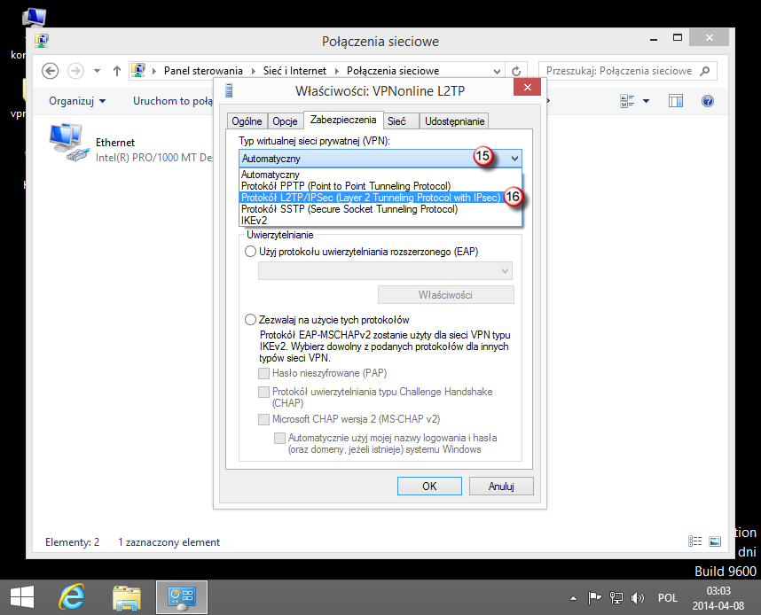 Windows 8 L2TP VPN