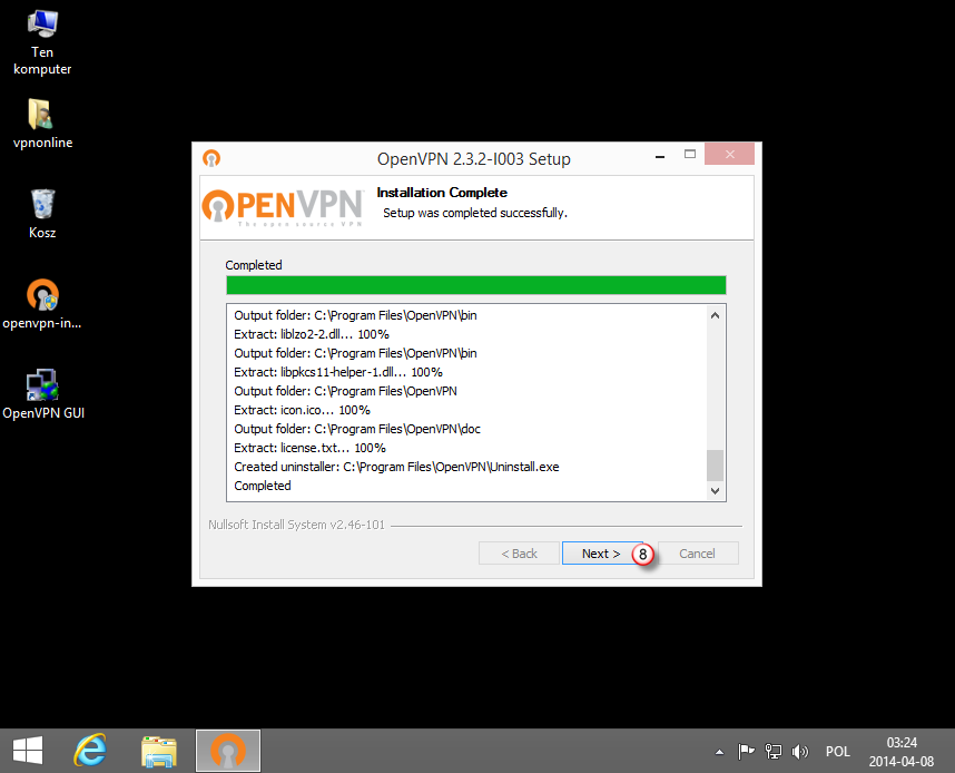 Windows 8 OpenVPN